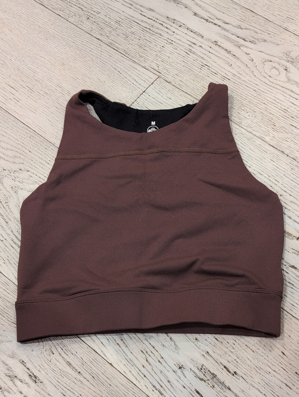 Senita High-Neck Crop Tank Top - Brown